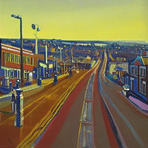 Image similar to North Laines Brighton , evening painted by Wayne Thiebaud