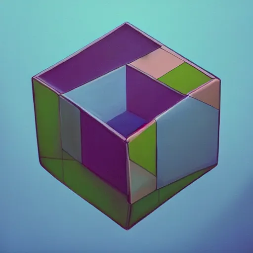 Image similar to a cube, photo, Pastel colors, very detailed, wide angle, enhance colors, trending on deviantart, octane, hyper realism, high detail, enhance lighting, Volumetric composition, dramatic, trending on artstation