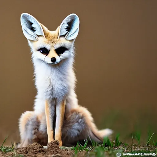 Image similar to a fennec fox with gigantic ears, national geographic photography, highly detailed