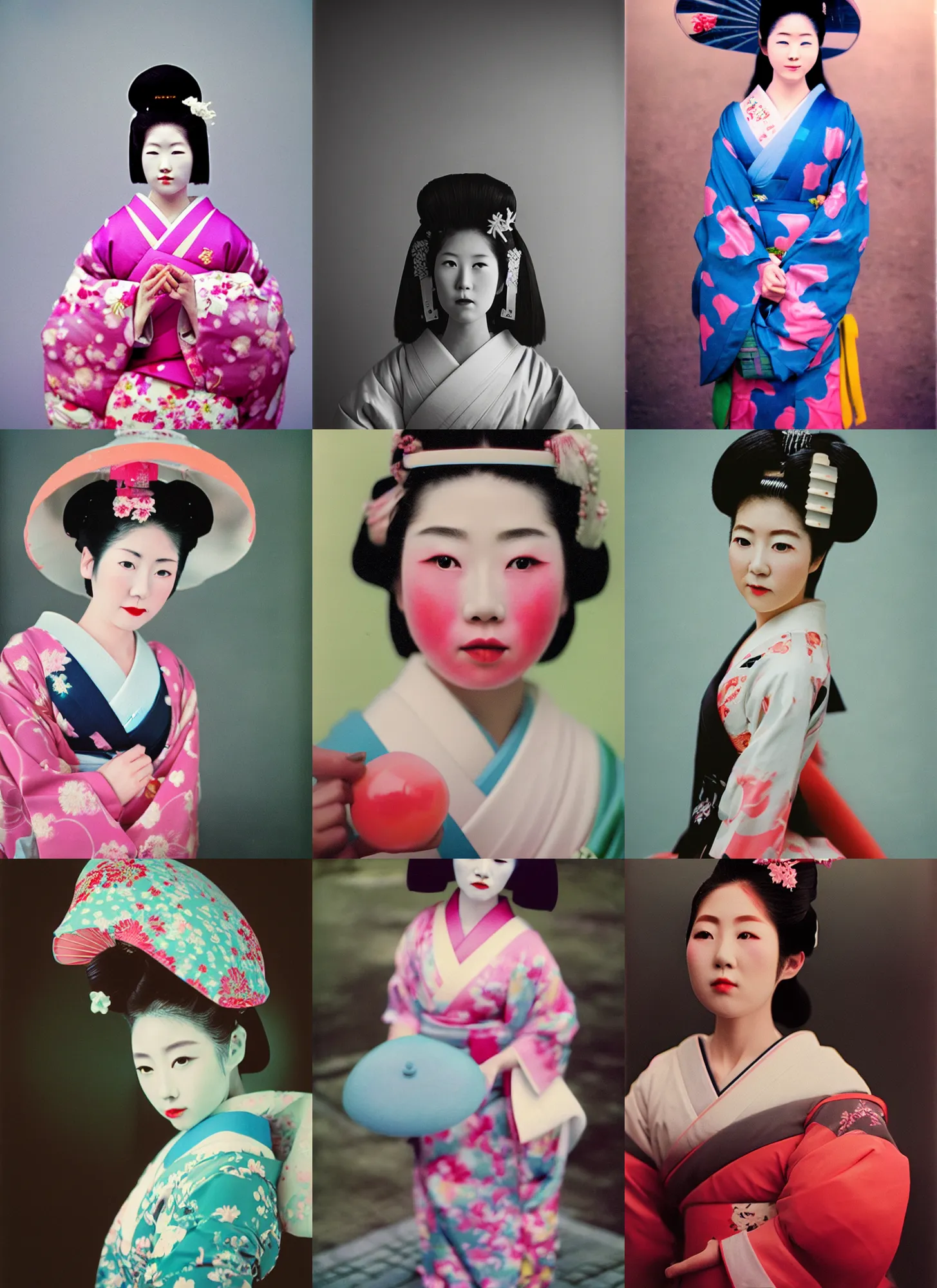 Prompt: Portrait Photograph of a Japanese Geisha Dubblefilm Bubblegum 200