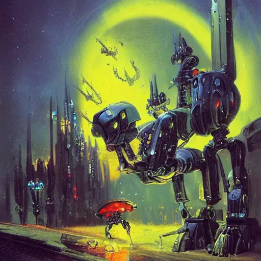 Image similar to a large anthropomorphic beetle shaped mecha by paul lehr and moebius