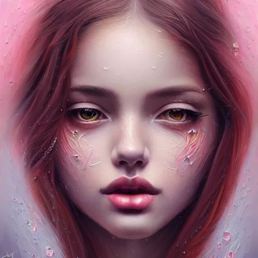 Image similar to highly detailed painting of a beautiful young woman, dancing in the rain, intricate, high quality oil painting artstyle, in the style of anna dittmann, deviantart, figurative art, deviantart, ilya kuvshinov, lovecraftian, very detailed face, portrait