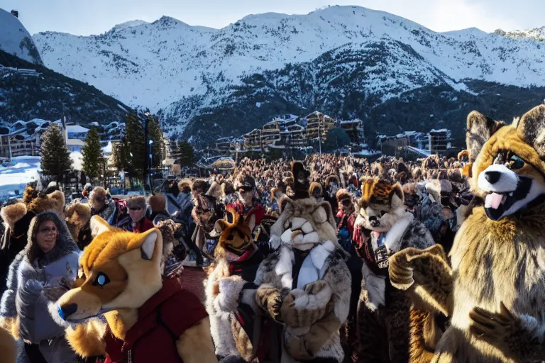 Image similar to Furries invading Andorra, photo, 4k