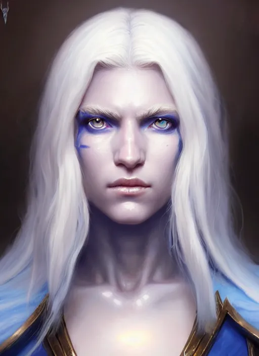 Image similar to a fantasy style portrait painting of shy white female paladin scar wound left eye with blonde hair and blue eyes, holy oil painting unreal 5 daz. rpg portrait extremely detailed artgerm greg rutkowski _ greg