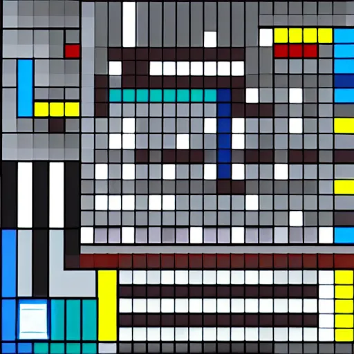 Image similar to a screenshot of tetris painted by mondrian