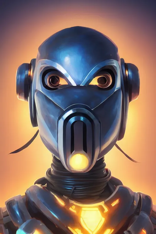 Image similar to epic mask helmet robot ninja portrait stylized as fornite style game design fanart by concept artist gervasio canda, behance hd by jesper ejsing, by rhads, makoto shinkai and lois van baarle, ilya kuvshinov, rossdraws global illumination radiating a glowing aura global illumination ray tracing hdr render in unreal engine 5