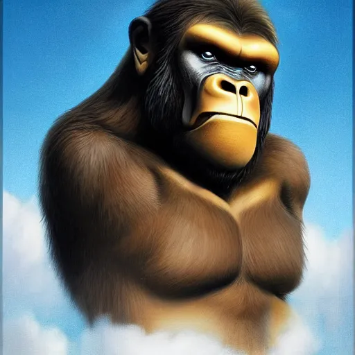 Image similar to king kong portrait, Pixar style, by Tristan Eaton Stanley Artgerm and Tom Bagshaw.