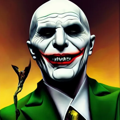 Image similar to voldemort as the joker, highly detailed, photorealistic, hyper detailed