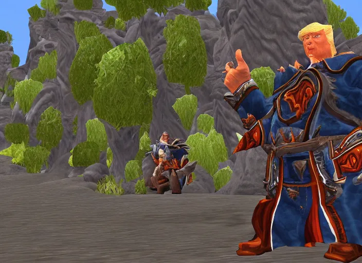 Image similar to donald trump in thunder bluff world of warcraft