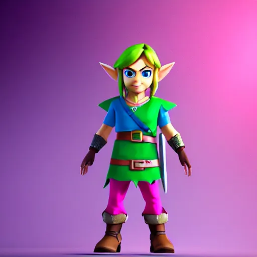 Image similar to Link from The Legend of Zelda in a pink dress, fully detailed, high quality , 4k , octane render , soft lightening , masterpiece