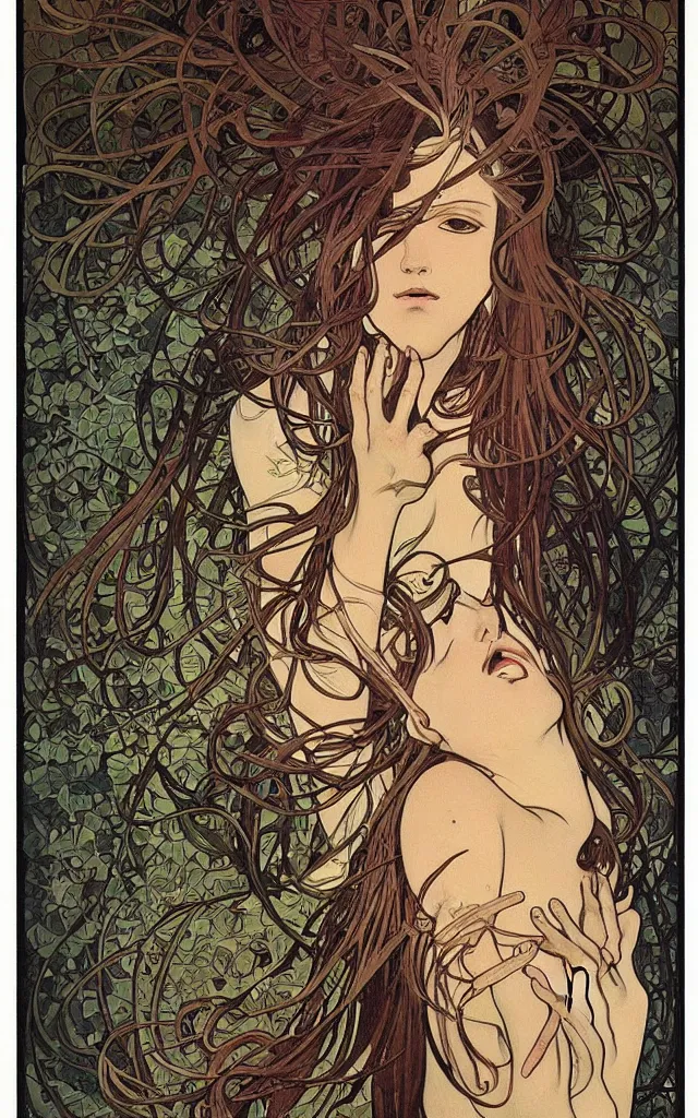 Image similar to pain(t) by tomer hasuka and by alphonse mucha