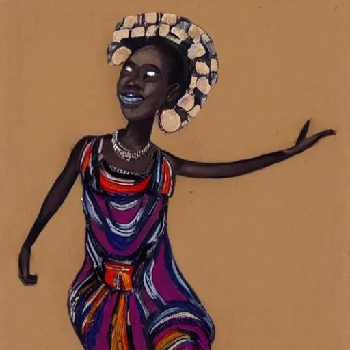 Image similar to african woman dancing, in the style of chiron duong