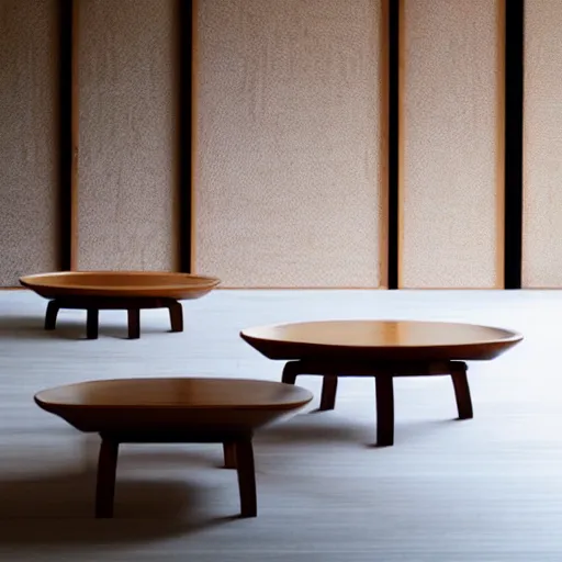Image similar to wooden furniture designed by tadao ando for the tea drinking ceremony