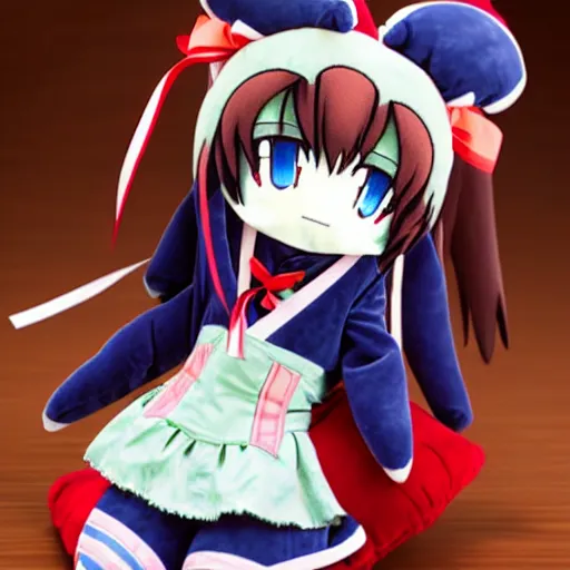 Prompt: cute fumo plush of haruhi suzumiya