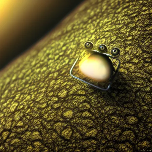 Image similar to a paperclip with two buggly eyes in front of a green hill, cinematic shot, hyper realistic, hyper detailed, 4k