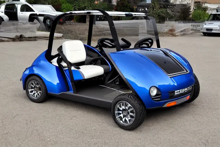 Image similar to of a mix between a porsche and a golf - cart,