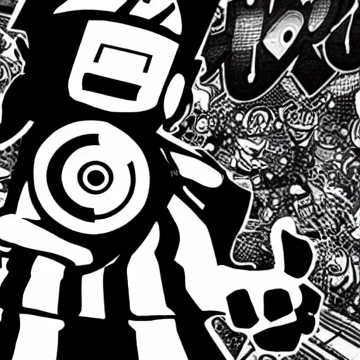 Prompt: Jet Set Radio, 8K HD, black and white