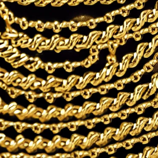 Image similar to a diamond studded gold chain, in hot lava