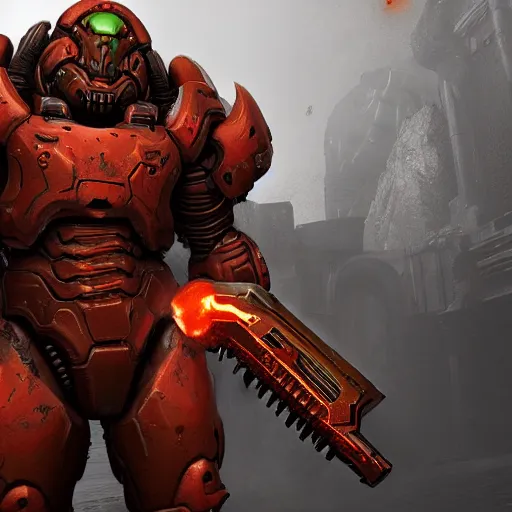 Image similar to doom slayer from doom eternal, photography