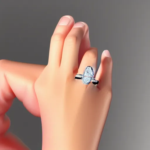 Image similar to hands modelling diamond ring, Zales ad