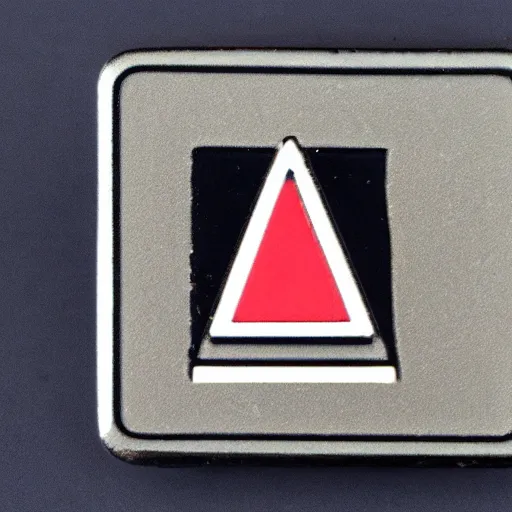 Image similar to a square enamel pin of a caution fire hazard label, smooth curves