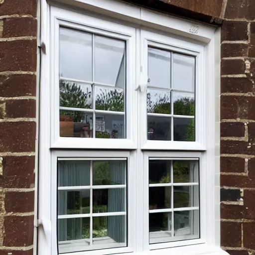 Prompt: hexagonal timber sash window in england