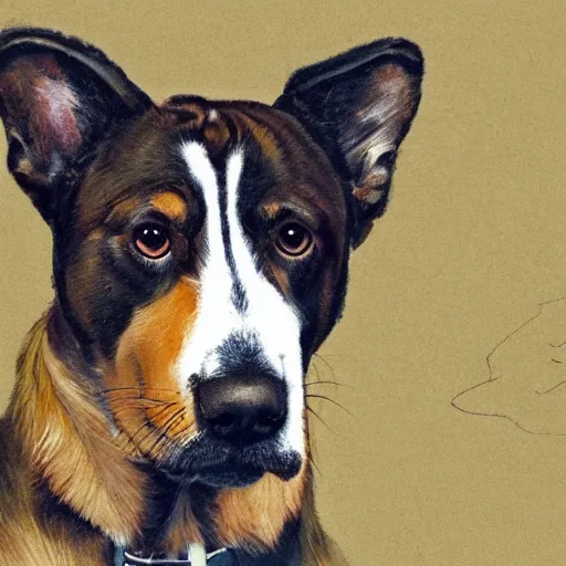 Image similar to a detailed portrait of a kind dog