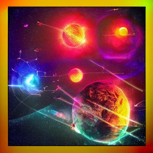 Image similar to “the trisolaran invasion, three body problem, colorful exquisite digital art”