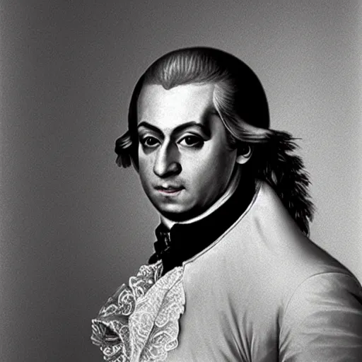 Image similar to award winning photograph of mozart by annie leibovitz