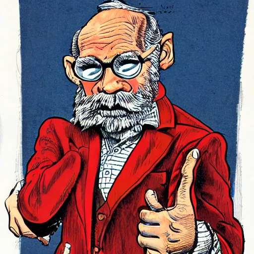 Image similar to The Artwork of R. Crumb and his Cheap Suit Santa Claus tells you to be good , pencil and colored marker artwork, trailer-trash lifestyle