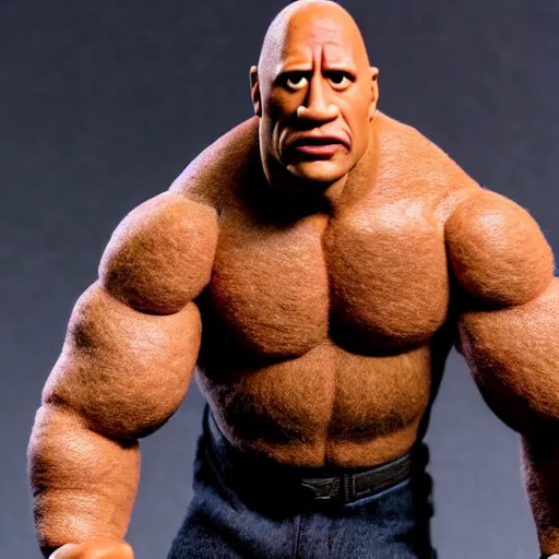 Image similar to dwayne johnson as a muppet. highly detailed felt. hyper real photo. 4 k.