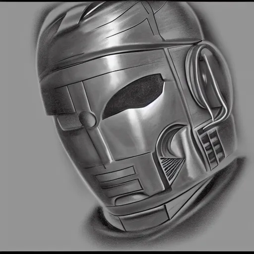 Image similar to close up realistic cyberman with david tennant's head, pencil sketch cinematic lighting, render, fantasy