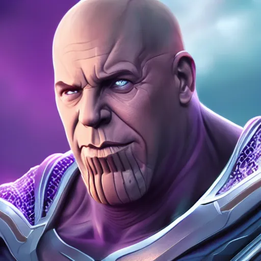 Image similar to thanos as vin diesel, 8k, realistic digital art, artstation, cinematic