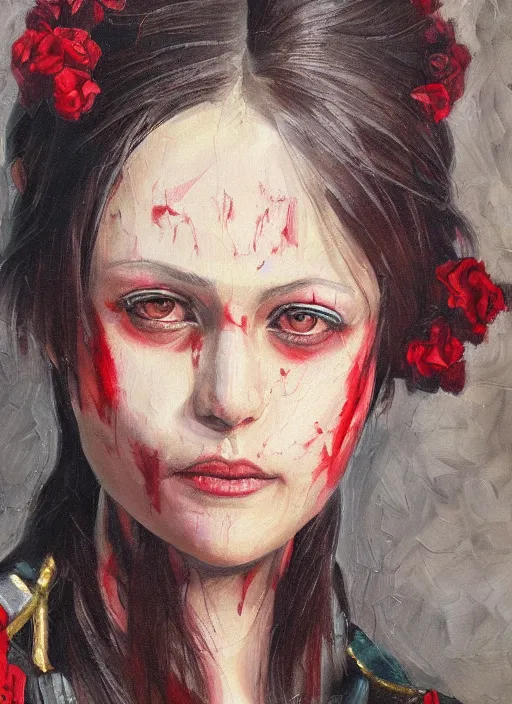 Image similar to miriam from bloodstained, portrait, oil painting, detailed