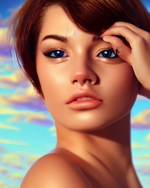 Image similar to a kitten on a rocket, photo, ultra detail, photoreal, professionally retouched, soft moonlight lighting, shiny plastic bikini, realistic, smooth face, goddess, luscious lips, perfect eyes, wide angle, sharp focus on eyes, 8 k high definition, insanely detailed, intricate, elegant, art by artgerm and wlop
