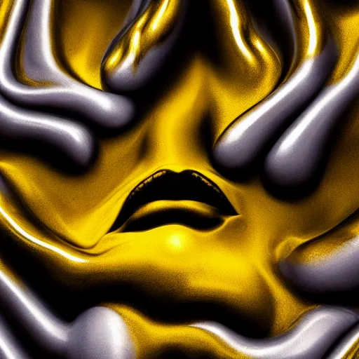 Prompt: female body melting liquid acrylic painting abstract in golden glass and black latex veins, hypperrealistic 3 d sculpture, bokeh, long exposure, close up portrait, epic light, clouds, god rays, heaven, art noveau, artistic sketch