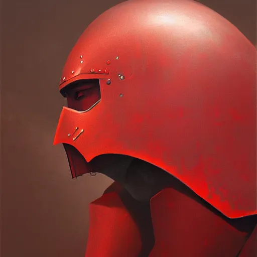 Prompt: the red knight, side profile, trending on artstation, 8 k, by gerard brom and zdzisław beksinski