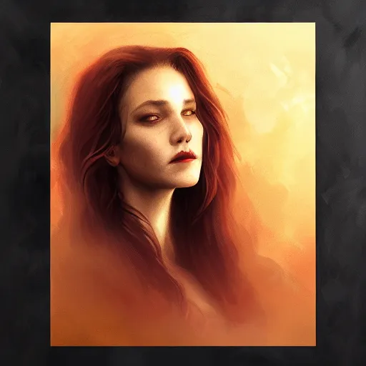 Image similar to Menacing regal female vampire portrait, atmospheric lighting, painted, intricate, volumetric lighting, beautiful, rich deep colors masterpiece, golden hour, sharp focus, ultra detailed, by Leesha Hannigan, Ross Tran, Thierry Doizon, Kai Carpenter,Ignacio Fernández Ríos
