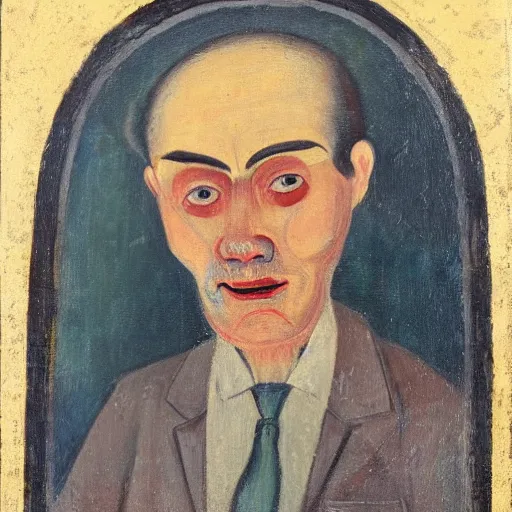 Prompt: portrait of alexander abdulov, with a red eyes, satanic body, head of old man