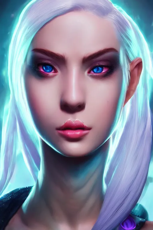 Image similar to ultra realistic facial portrait of jinx from league of legends, digital art, character portrait, highly detailed, trending on artstation, lens flare, atmosphere, hyper realistic, cinematic lightning, sharp focus, unreal engine 5, extreme details perfect face, pretty face, fine - face, illustration, 8 k, ultra texture, masterpiece