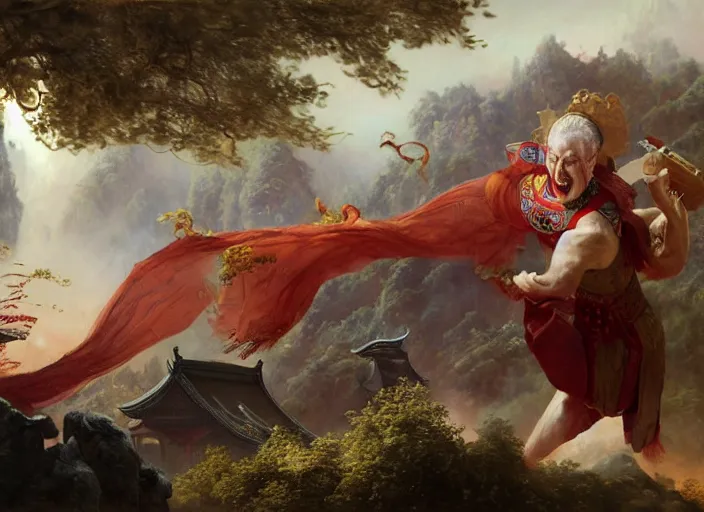 Image similar to elon musk terrorizing ancient china by vladimir volegov and alexander averin and pierre auguste cot and delphin enjolras and peder mørk mønsted