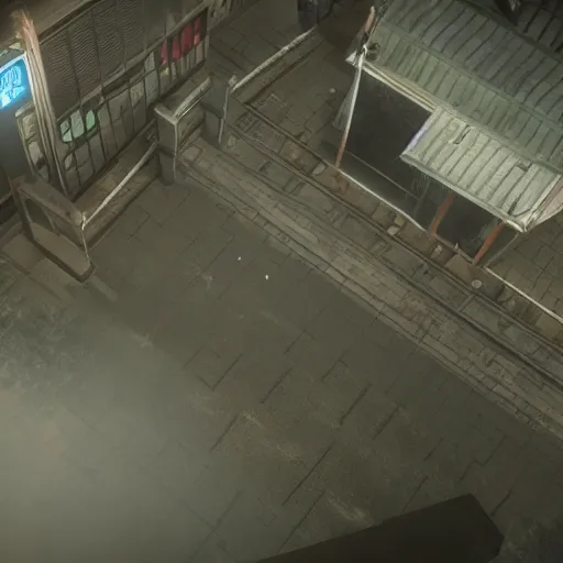 Image similar to playstation 5 screenshot of silent hill, anime, overhead view