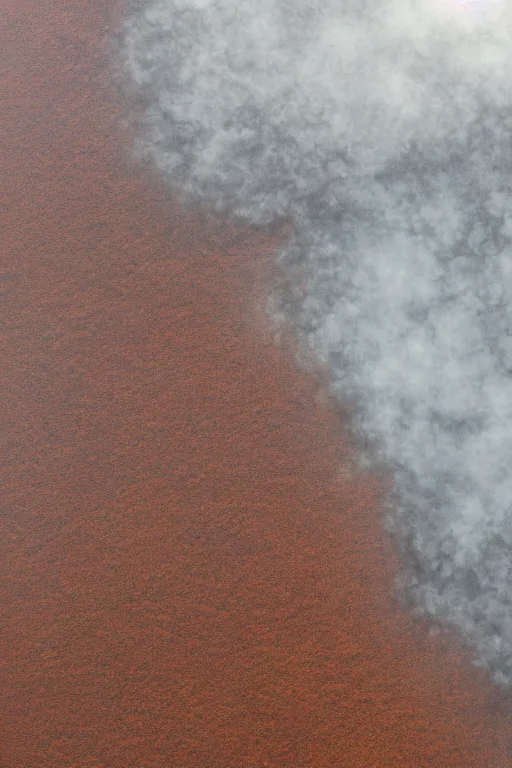 Prompt: realistic full height 7 0 mm cinematic flat rothko picture stunning river delta aerial top view highly detailed intricate particle simulation in houdini of scottish highlands by denis villeneuve and george steinmetz and hiroshi yoshida, hazy morning foggy, distant rainstorm, hyperrealism, red brown muted colours, matte painting, trending on artstation, 4 k detailed post processing, rendered in octane