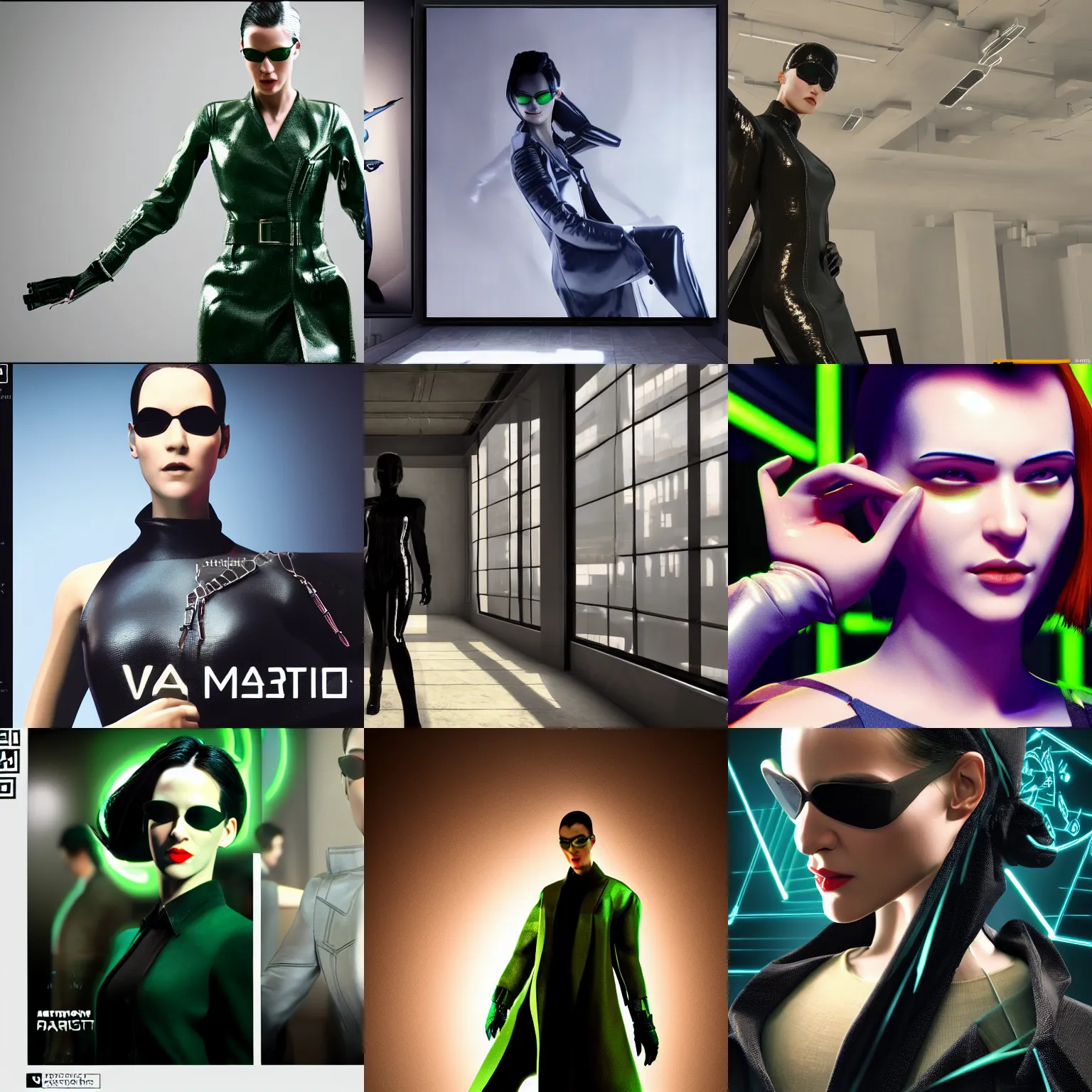 Prompt: the matrix inspired avant-garde art, deco fashion, highly detailed, photorealistic portrait, bright studio setting, studio lighting, crisp quality and light reflections, unreal engine 5 quality render