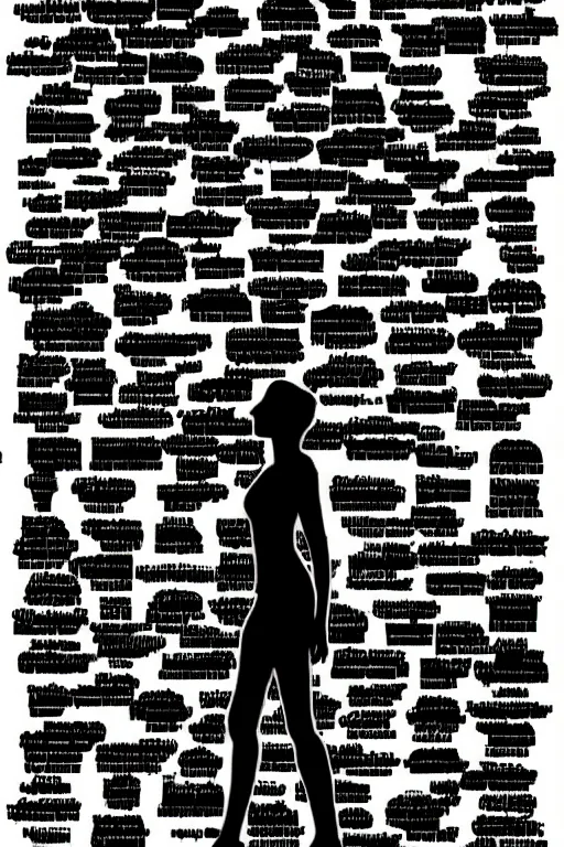 Image similar to the silhouette of a person made of words, digital art, amazing quality, very detailed, trending on artstation