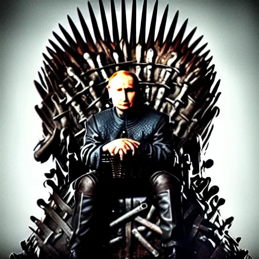 Prompt: “Putin sitting on the iron throne award winning, 4k realistic Photograph, face highly detailed”