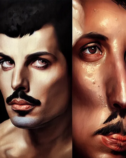 Image similar to freddie mercury, hyper realistic face, beautiful eyes, fantasy art, in the style of greg rutkowski, intricate, hyper detailed, smooth