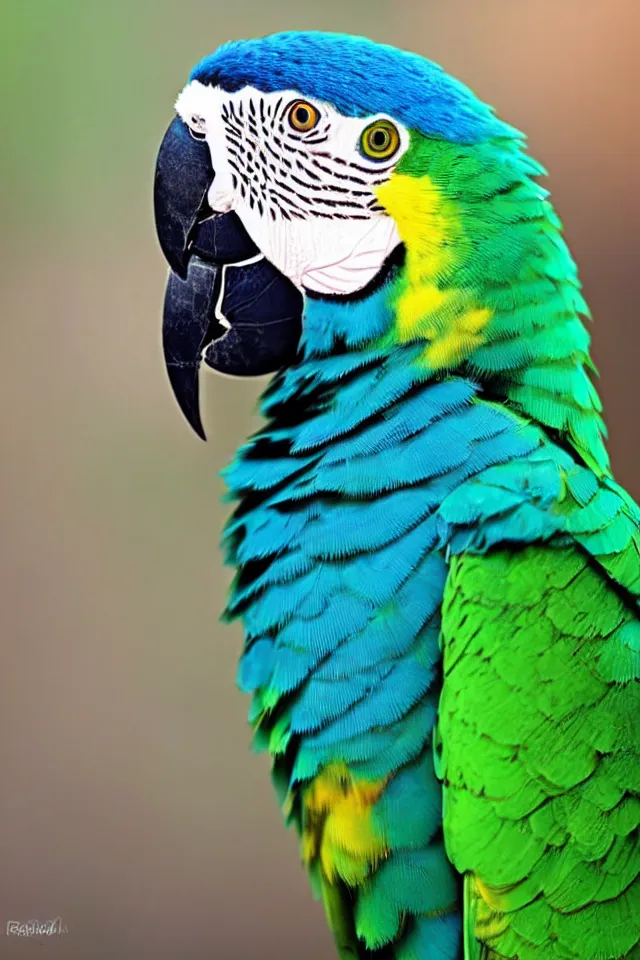 Image similar to a beautiful portrait of a cute and colorful parrot