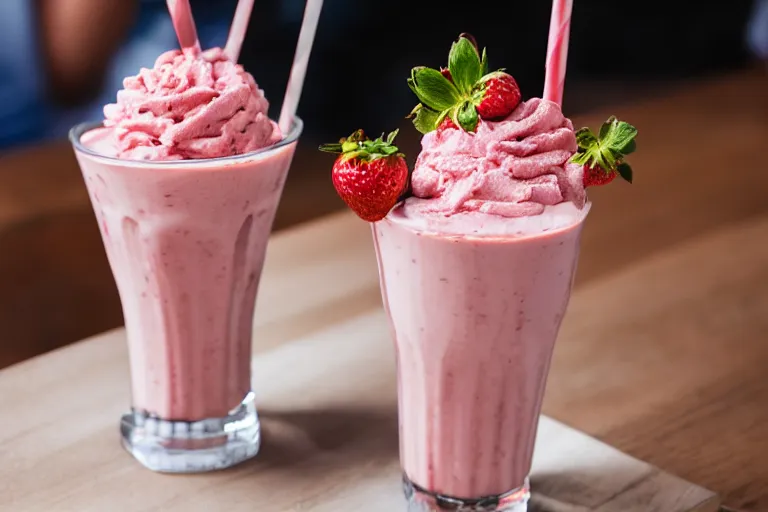 Image similar to strawberry milkshake, bar menu, canon eos r 3, f / 1. 4, iso 2 0 0, 1 / 1 6 0 s, 8 k, raw, unedited, symmetrical balance, in - frame