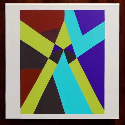 Prompt: Abstract and minimalist painting of geometric shapes and patterns
